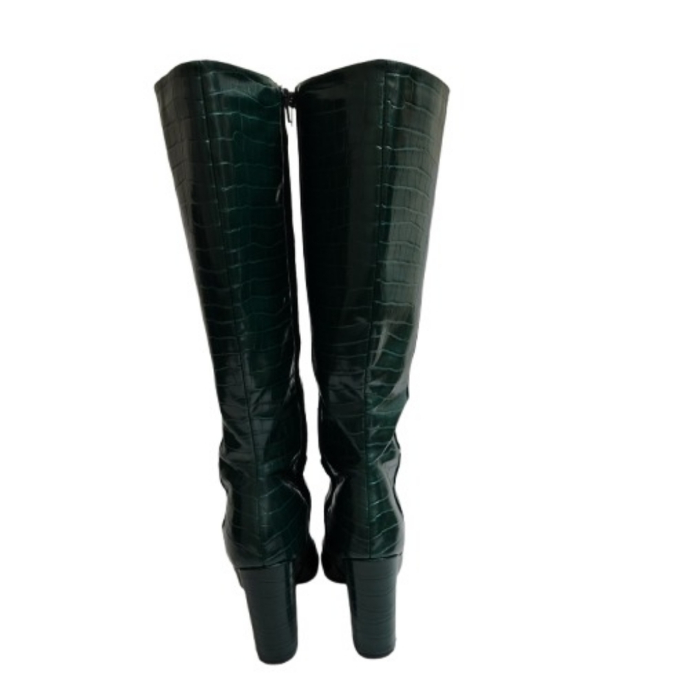 Madden Girl Ronni Dark Green Croc-embossed Knee High Boots - Picture 12 of 15